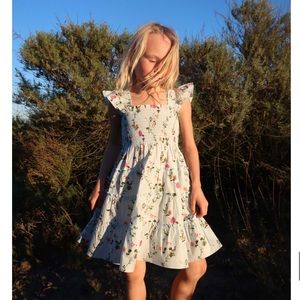 Hill House Floral tiny Ellie nap dress, pond floral poplin